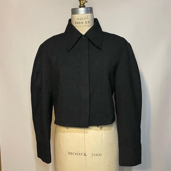 Zara cropped shirt jacket in Charcoal - Picture 3 of 8